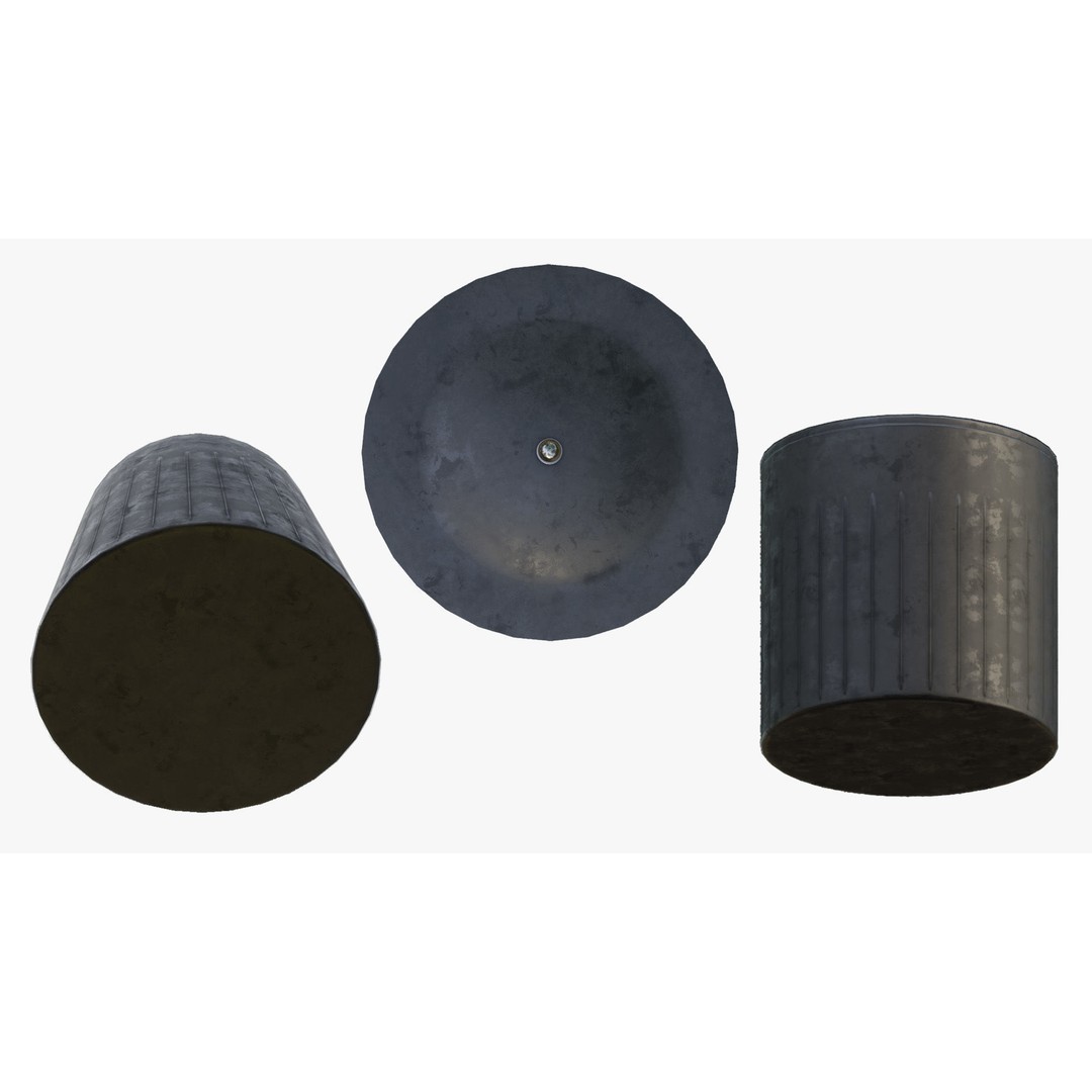 Trash Can 3D Model – Low Poly PBR Textures, FBX, OBJ, Blender - View 7