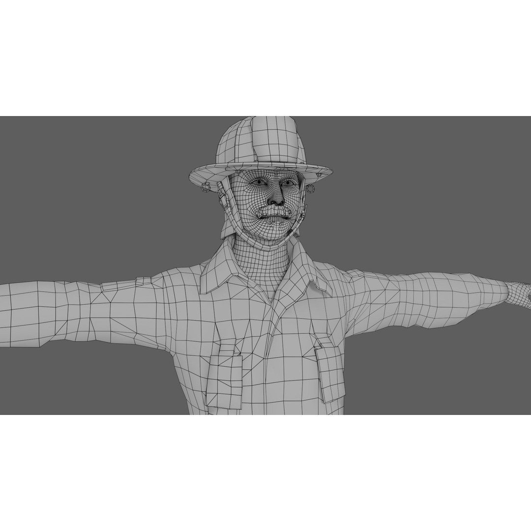 Rigged Fire Fighter 3D Model – High Poly Game Character, FBX, Blender