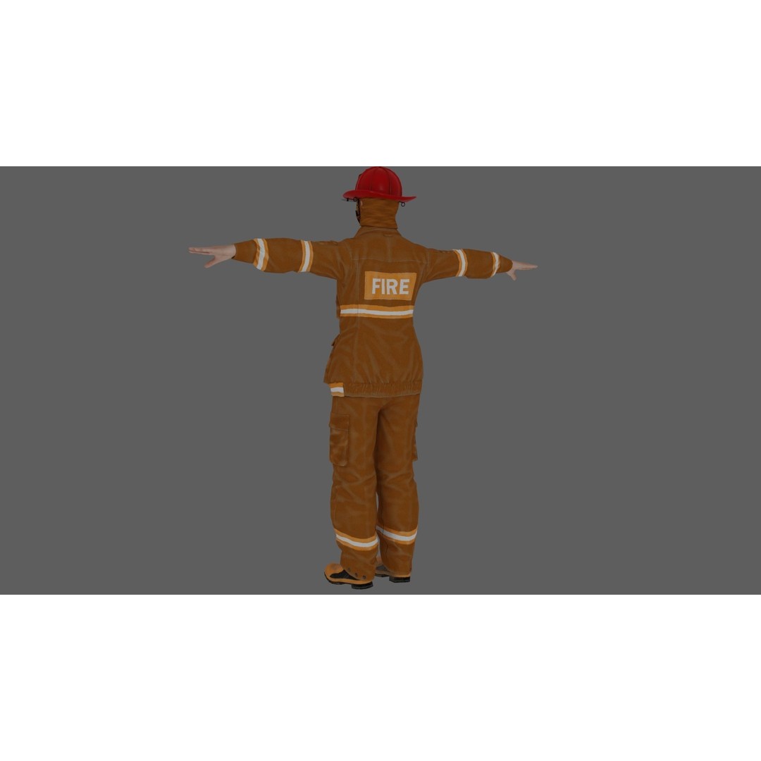 Rigged Fire Fighter 3D Model – High Poly Game Character, FBX, Blender - View 10