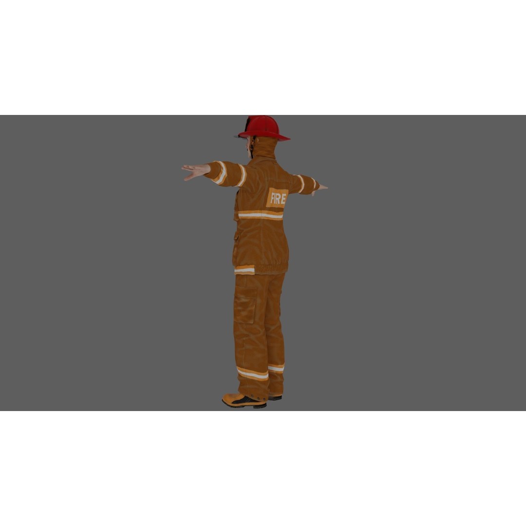Rigged Fire Fighter 3D Model – High Poly Game Character, FBX, Blender - View 11