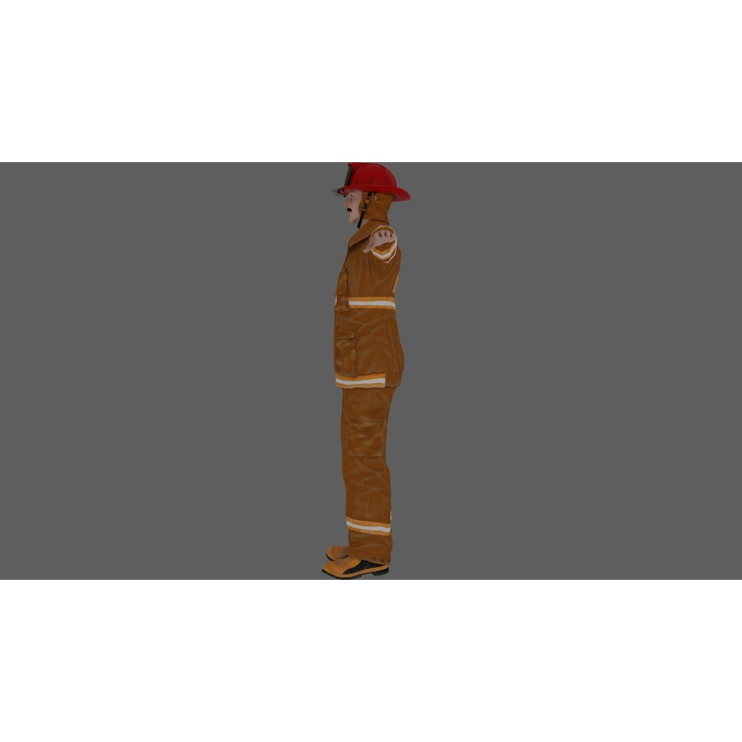 Rigged Fire Fighter 3D Model – High Poly Game Character, FBX, Blender - View 12