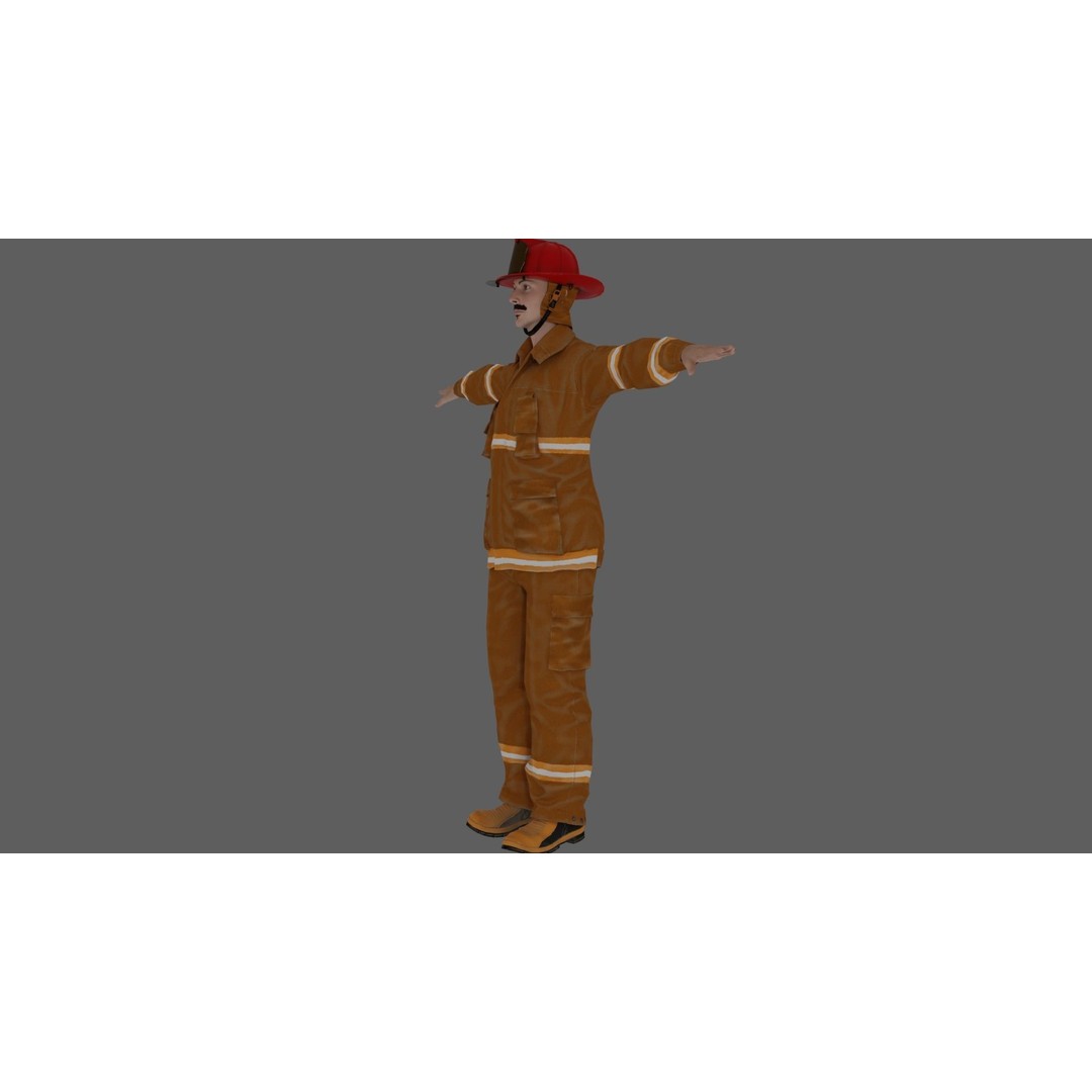 Rigged Fire Fighter 3D Model – High Poly Game Character, FBX, Blender - View 13