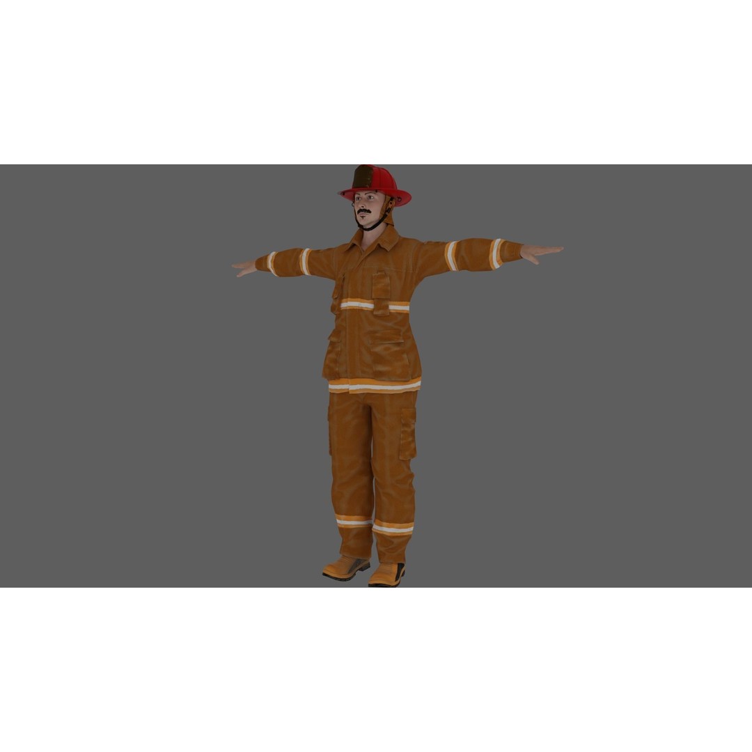 Rigged Fire Fighter 3D Model – High Poly Game Character, FBX, Blender - View 14
