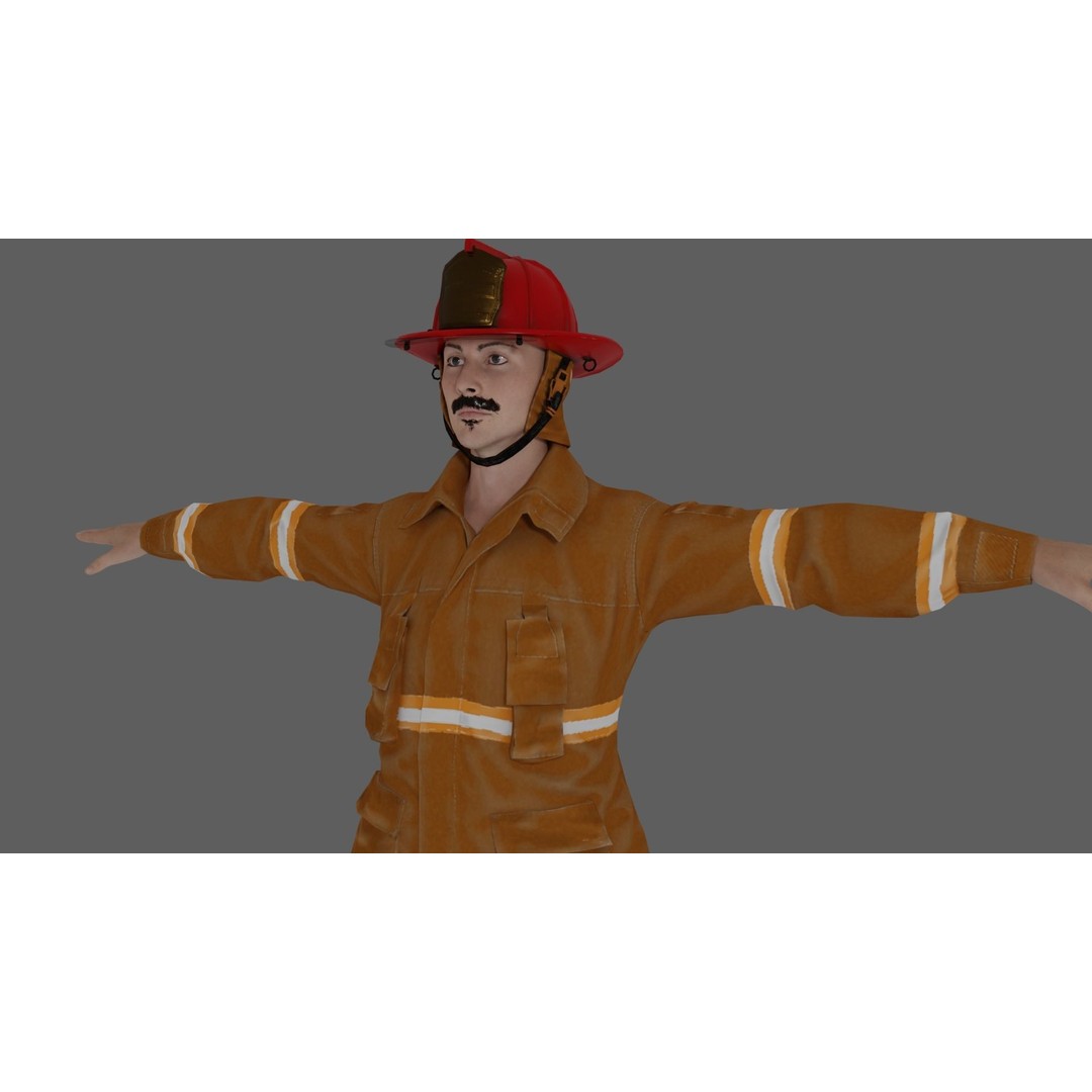 Rigged Fire Fighter 3D Model – High Poly Game Character, FBX, Blender - View 15