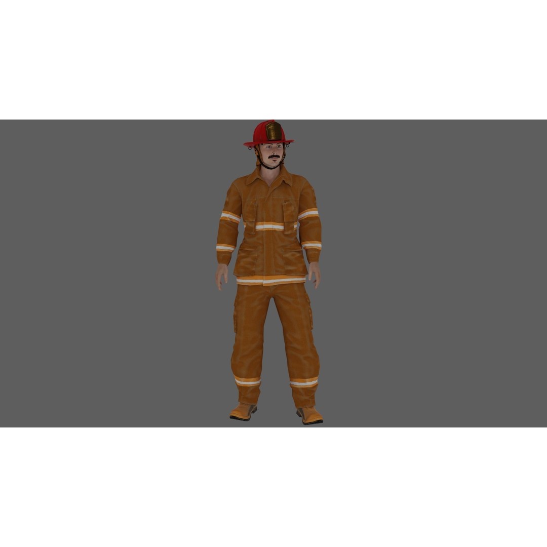 Rigged Fire Fighter 3D Model – High Poly Game Character, FBX, Blender - View 17