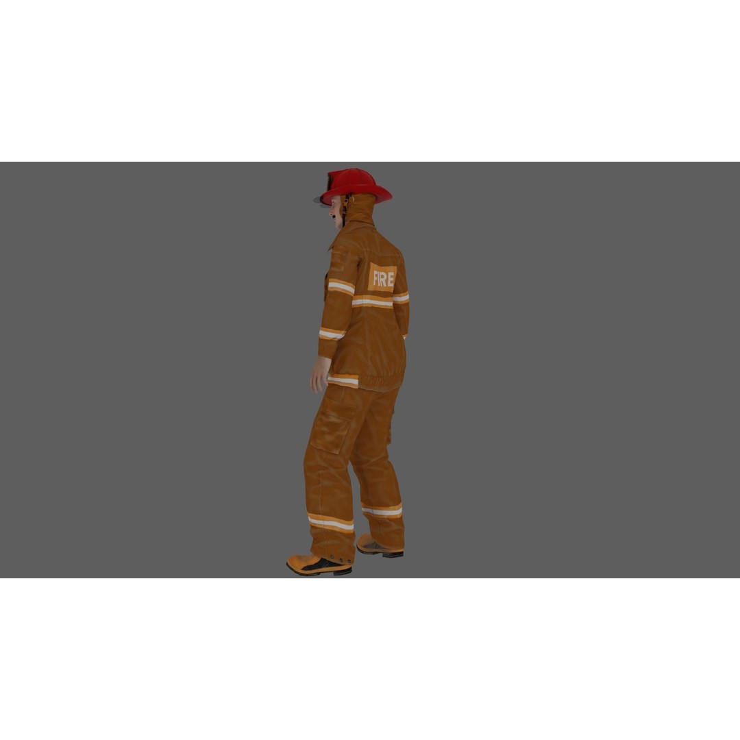 Rigged Fire Fighter 3D Model – High Poly Game Character, FBX, Blender - View 19
