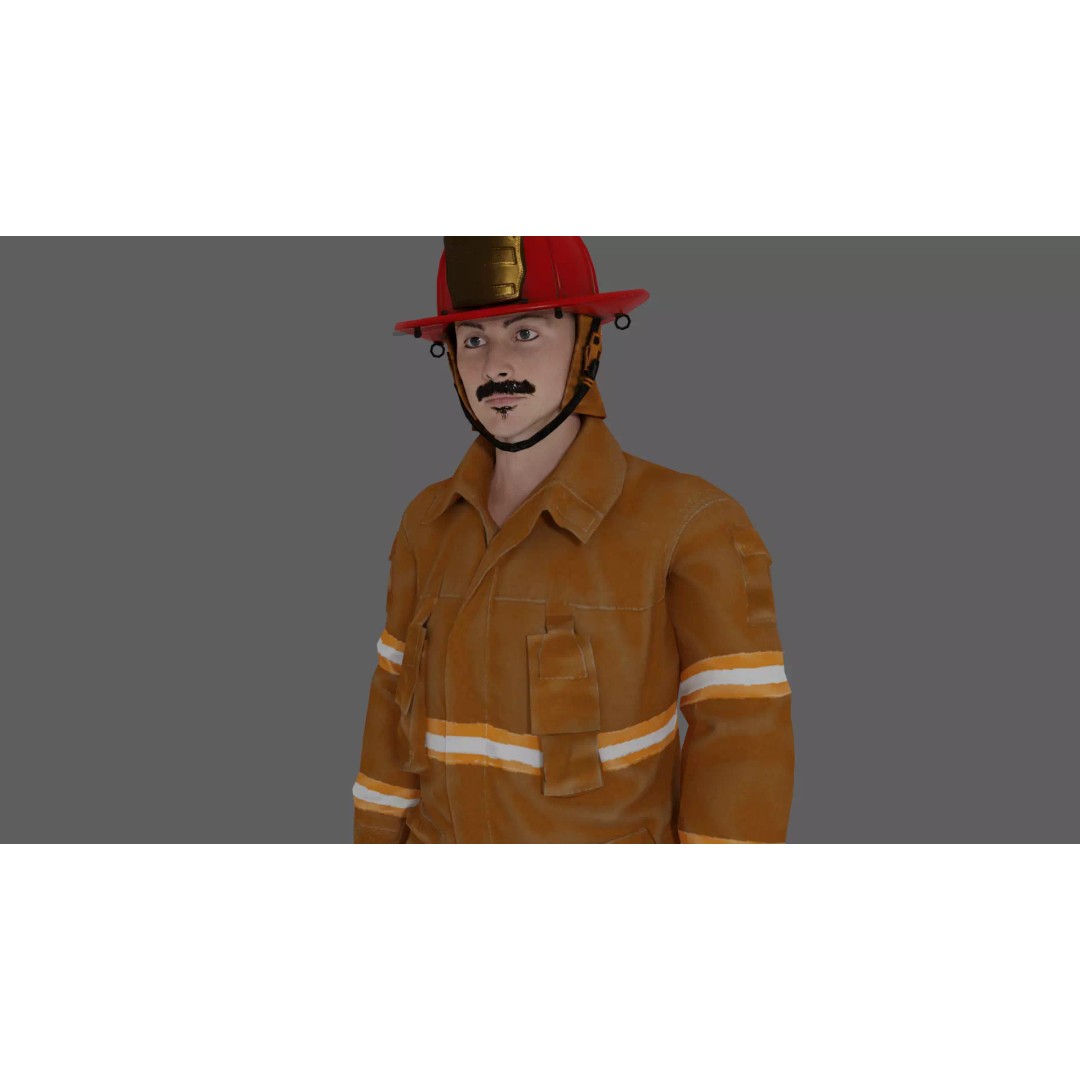 Rigged Fire Fighter 3D Model – High Poly Game Character, FBX, Blender - View 2