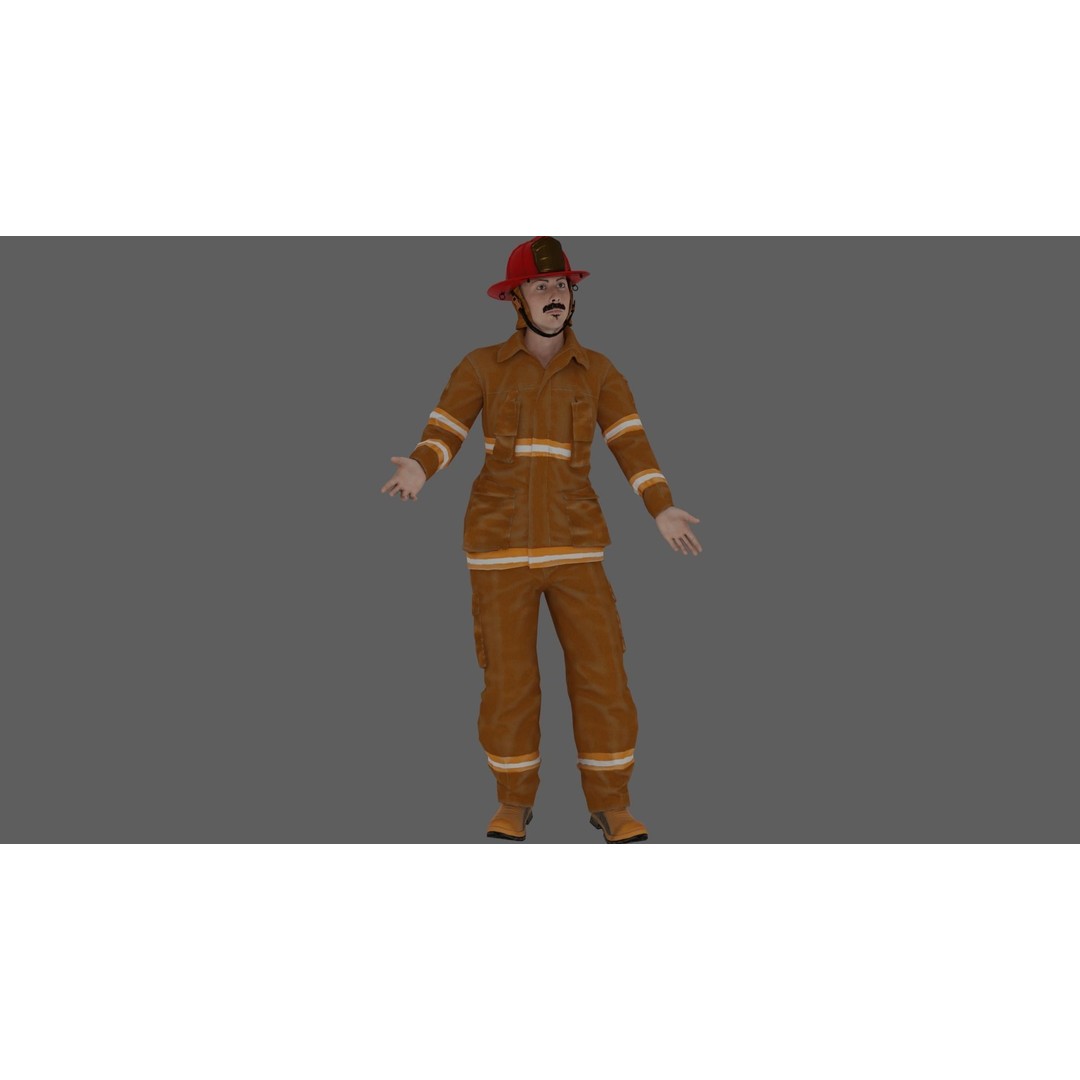 Rigged Fire Fighter 3D Model – High Poly Game Character, FBX, Blender - View 21