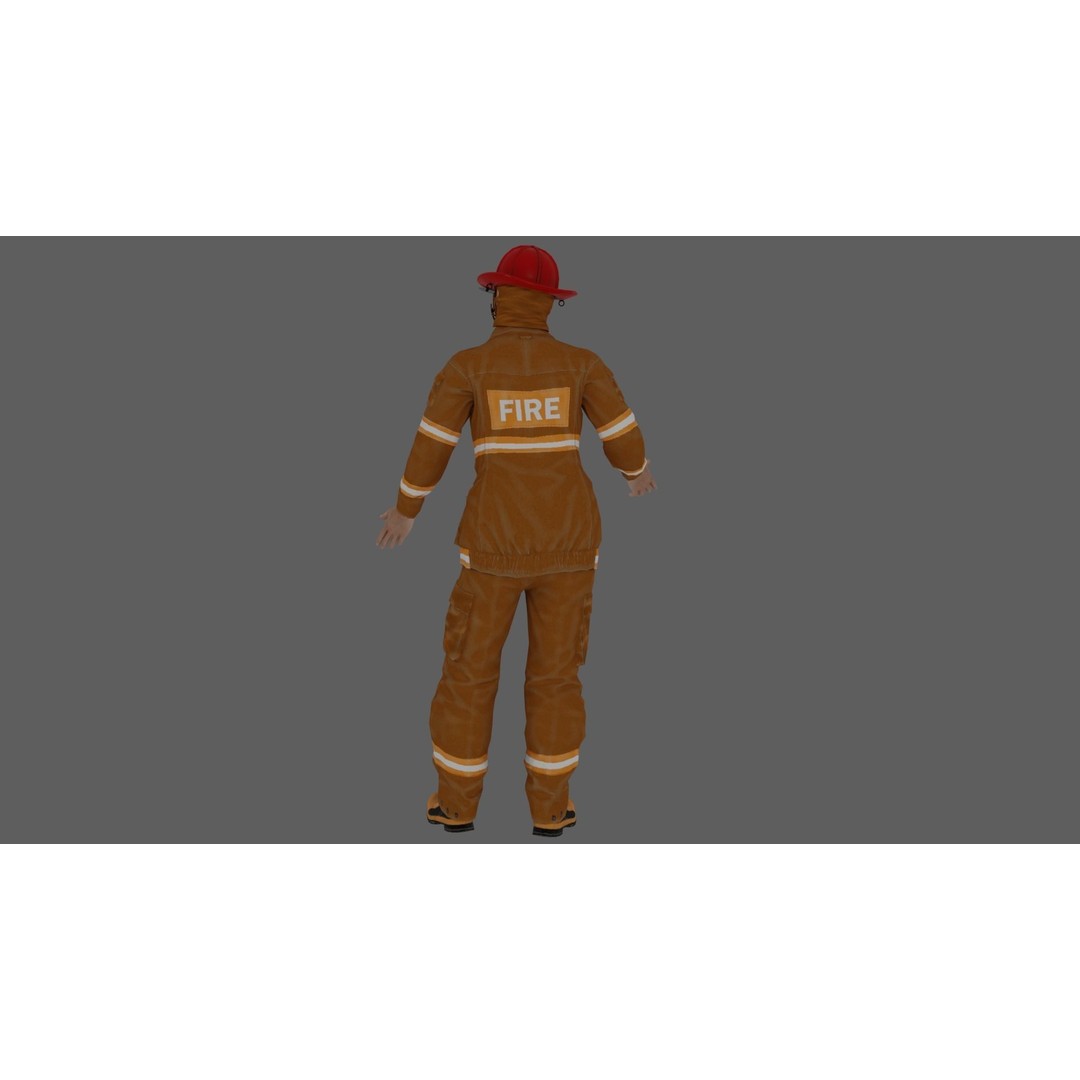 Rigged Fire Fighter 3D Model – High Poly Game Character, FBX, Blender - View 22