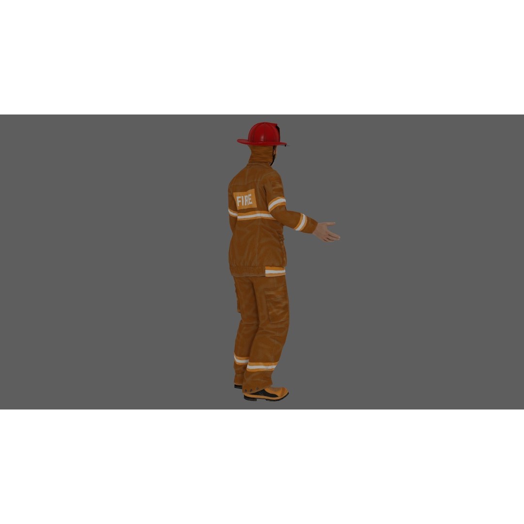 Rigged Fire Fighter 3D Model – High Poly Game Character, FBX, Blender - View 24