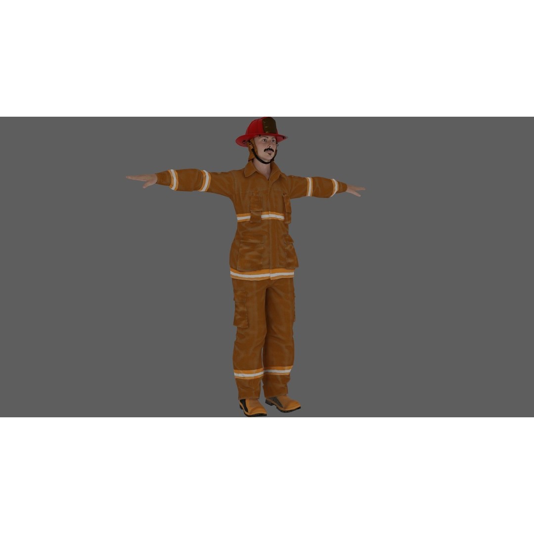 Rigged Fire Fighter 3D Model – High Poly Game Character, FBX, Blender - View 4