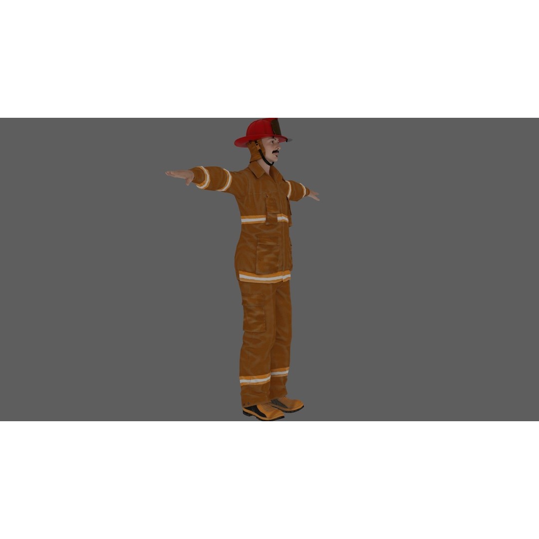 Rigged Fire Fighter 3D Model – High Poly Game Character, FBX, Blender - View 5