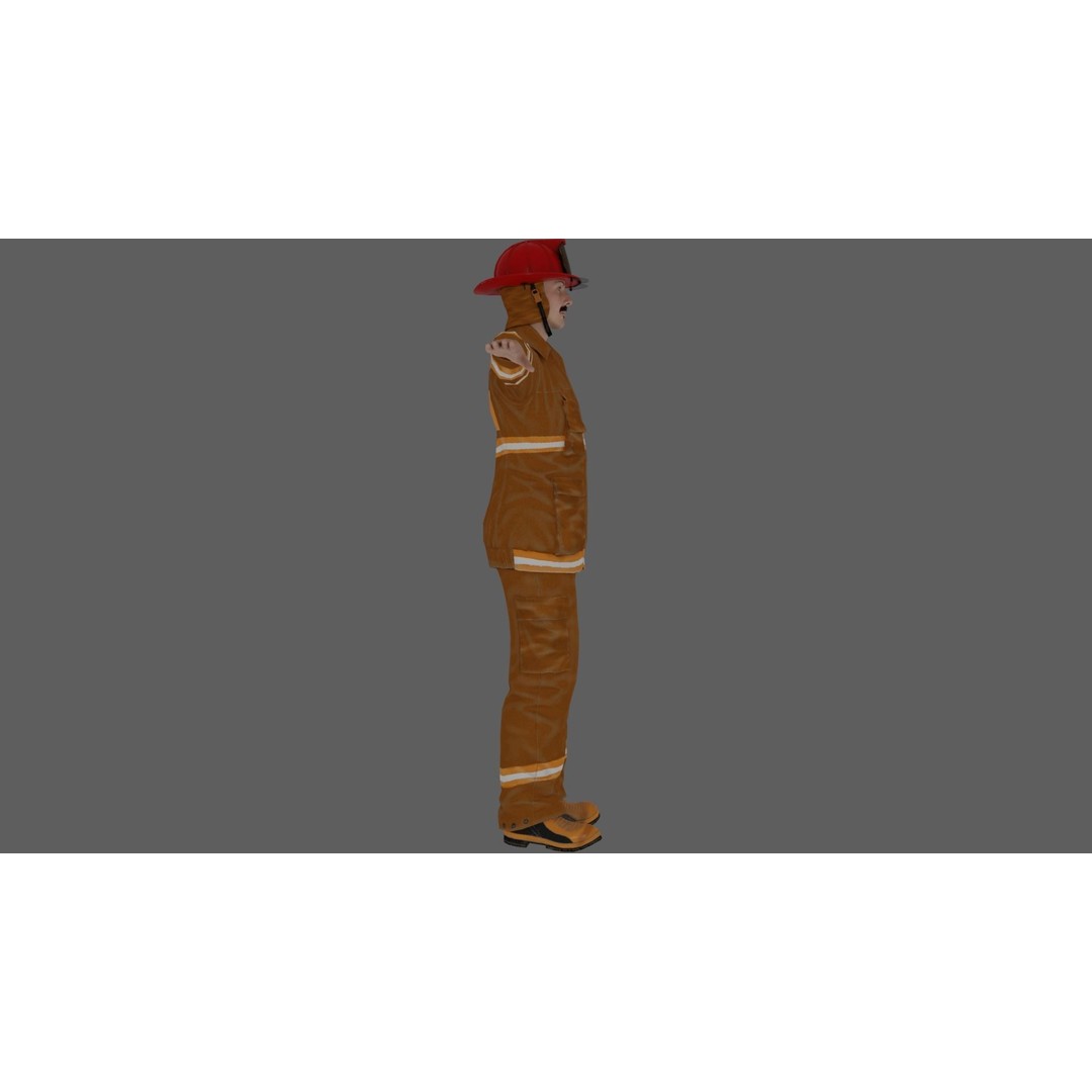 Rigged Fire Fighter 3D Model – High Poly Game Character, FBX, Blender - View 6
