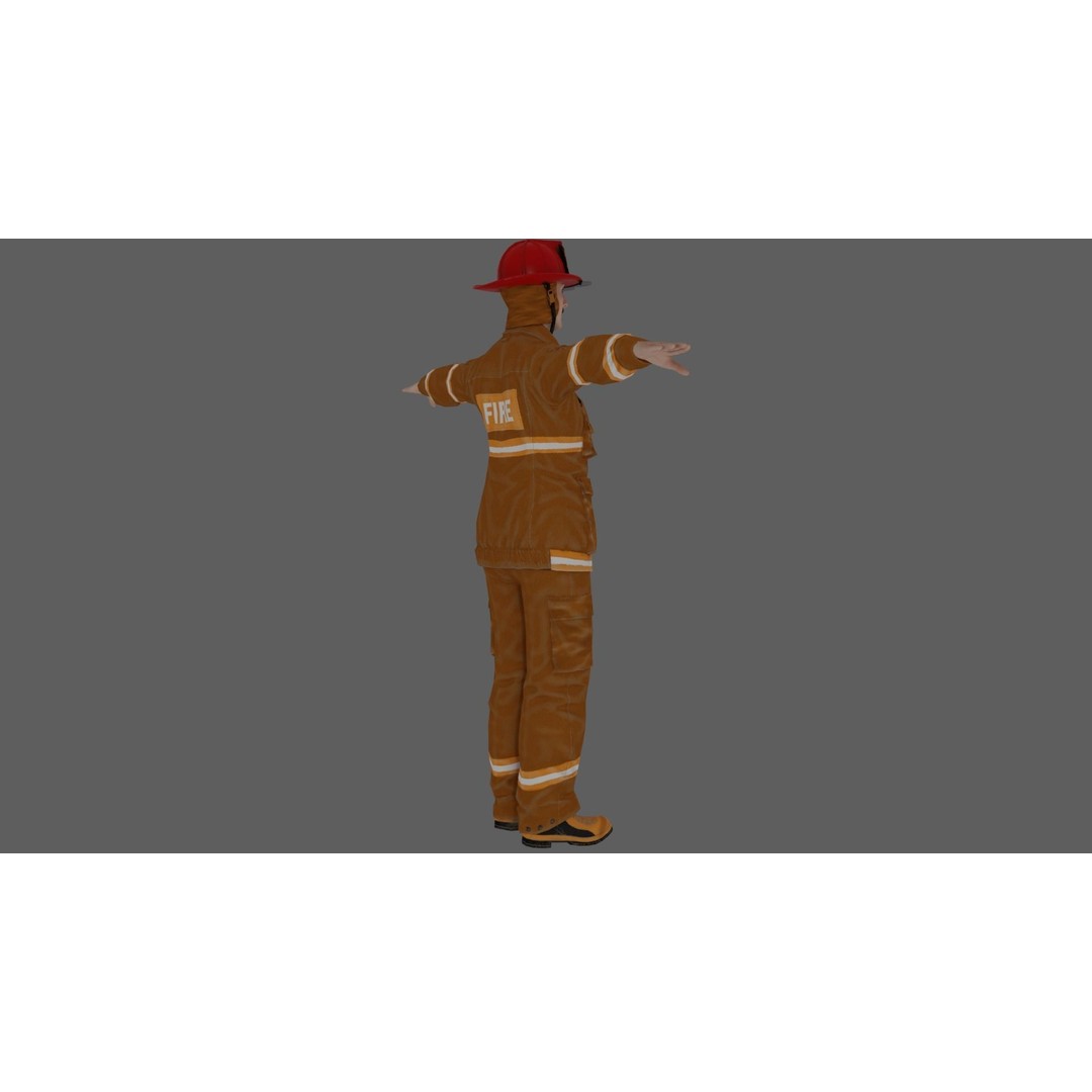 Rigged Fire Fighter 3D Model – High Poly Game Character, FBX, Blender - View 7