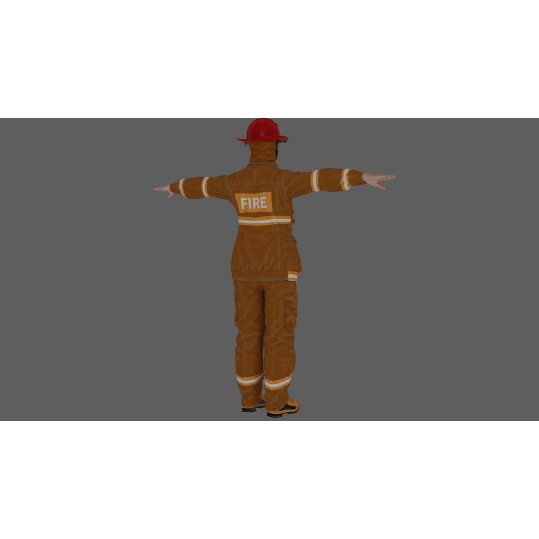 Rigged Fire Fighter 3D Model – High Poly Game Character, FBX, Blender - View 8