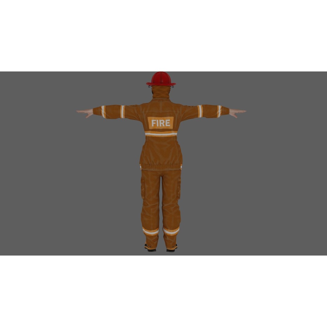 Rigged Fire Fighter 3D Model – High Poly Game Character, FBX, Blender - View 9