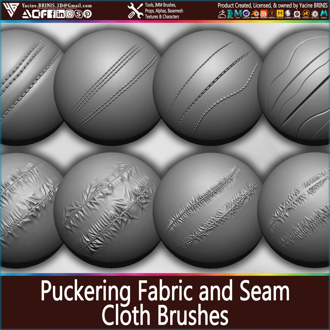Puckering Fabric and Seam Brushes 3D Model – ZBrush Cloth Tools - View 12