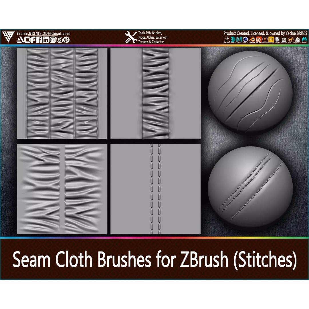 Puckering Fabric and Seam Brushes 3D Model – ZBrush Cloth Tools - View 2