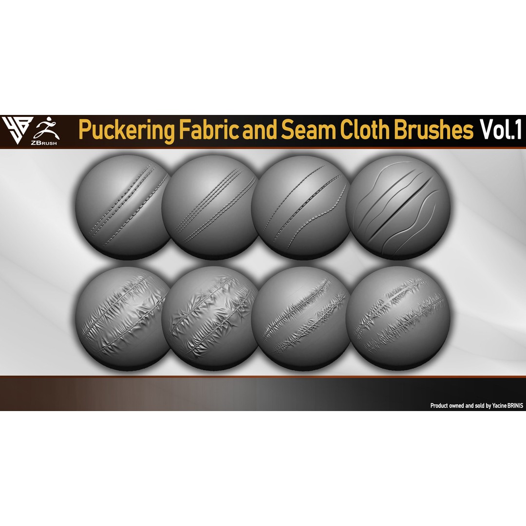 Puckering Fabric and Seam Brushes 3D Model – ZBrush Cloth Tools - View 4
