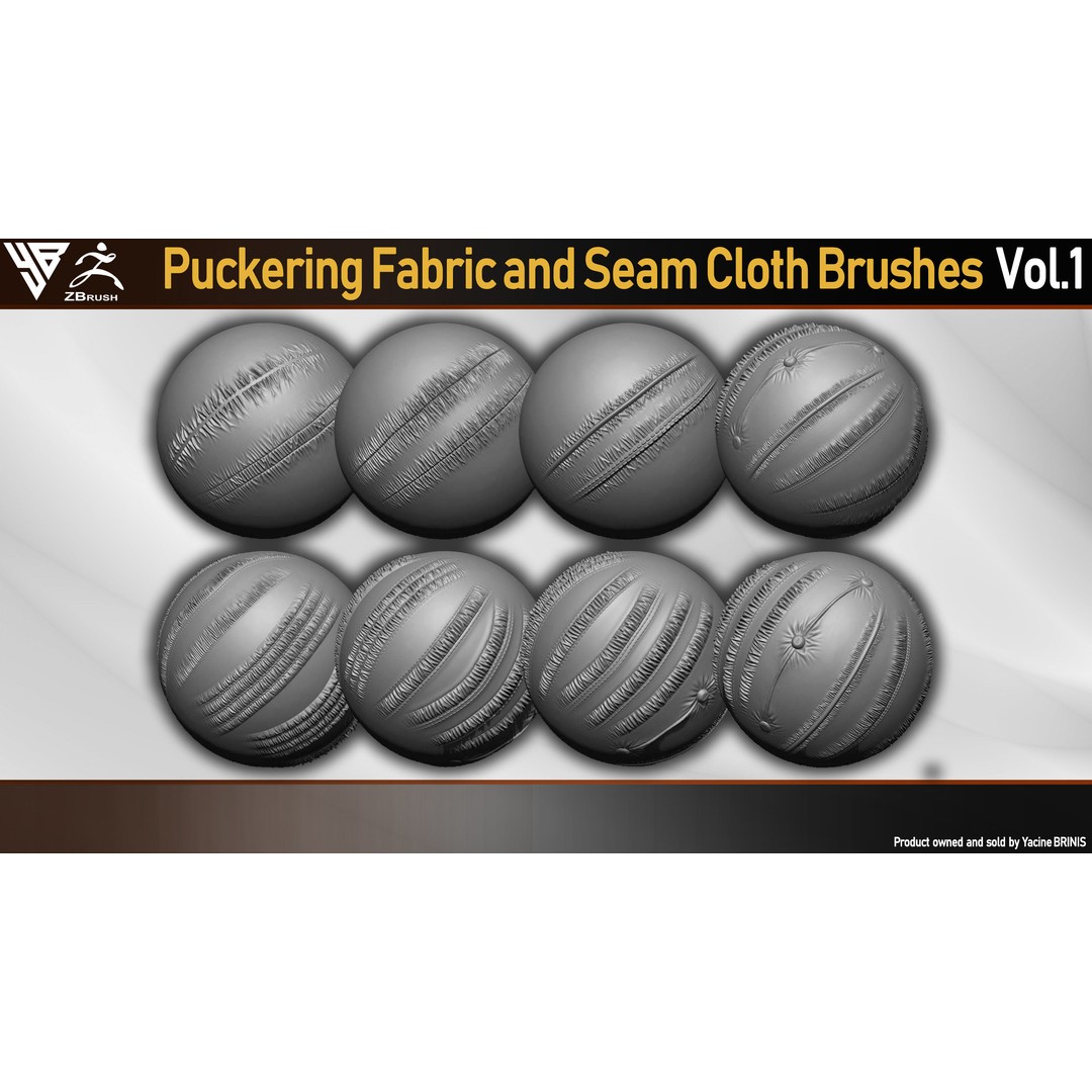 Puckering Fabric and Seam Brushes 3D Model – ZBrush Cloth Tools - View 5