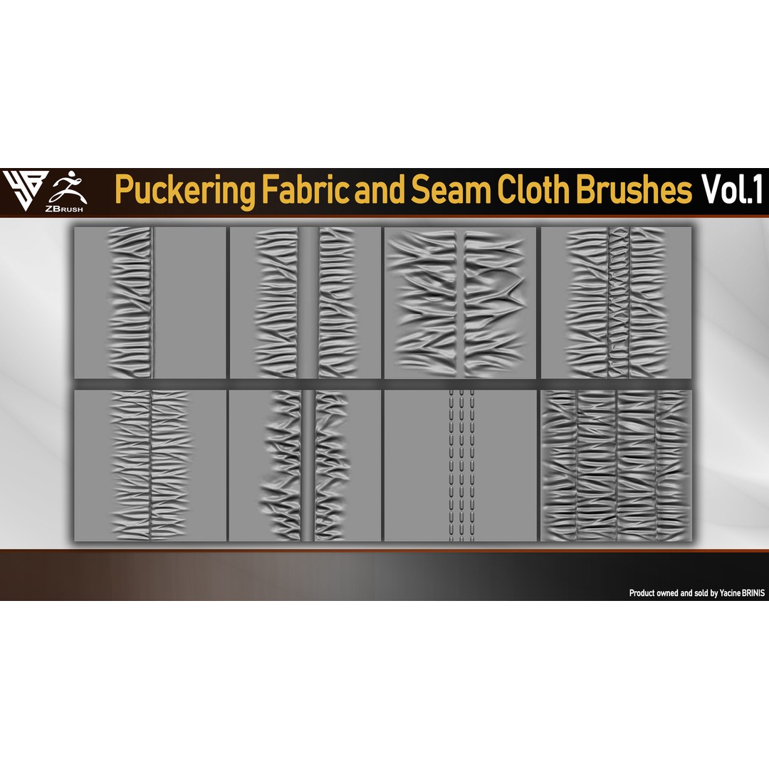 Puckering Fabric and Seam Brushes 3D Model – ZBrush Cloth Tools - View 9
