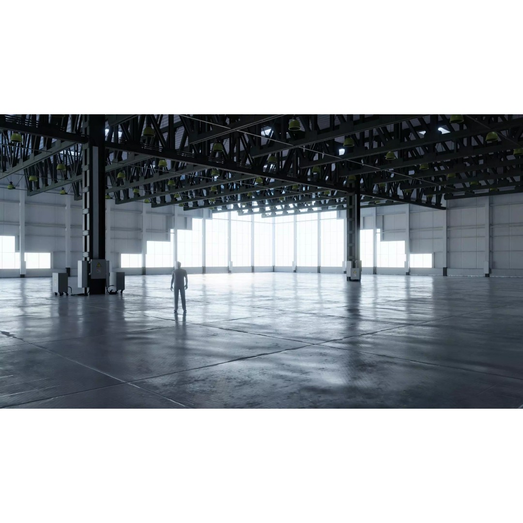 Warehouse Interior 3D Model – Low Poly Industrial Hall, FBX - View 2