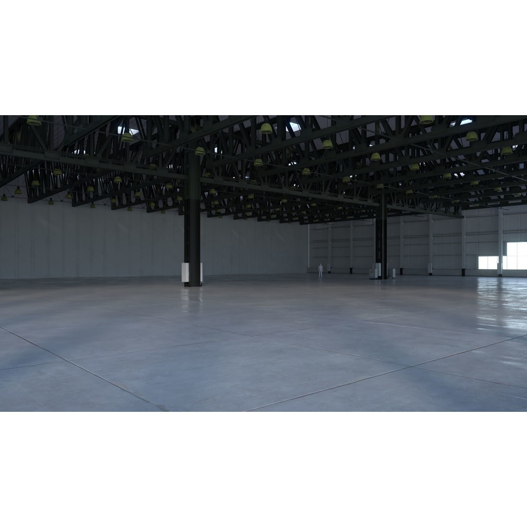 Warehouse Interior 3D Model – Low Poly Industrial Hall, FBX - View 5