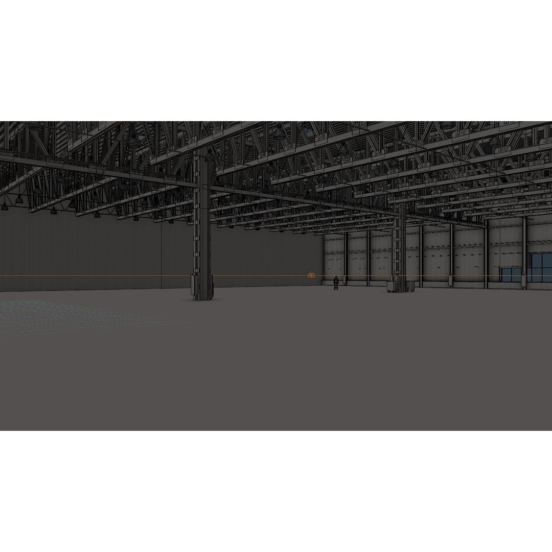 Warehouse Interior 3D Model – Low Poly Industrial Hall, FBX - View 8