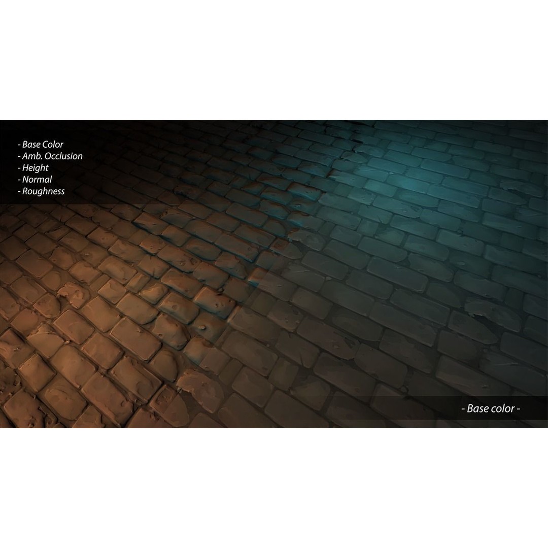 Hand Painted Brick Wall Textures 3D Model – Stylized PBR Textures, PNG