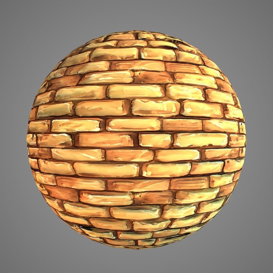 Hand Painted Brick Wall Textures 3D Model – Stylized PBR Textures, PNG - View 10