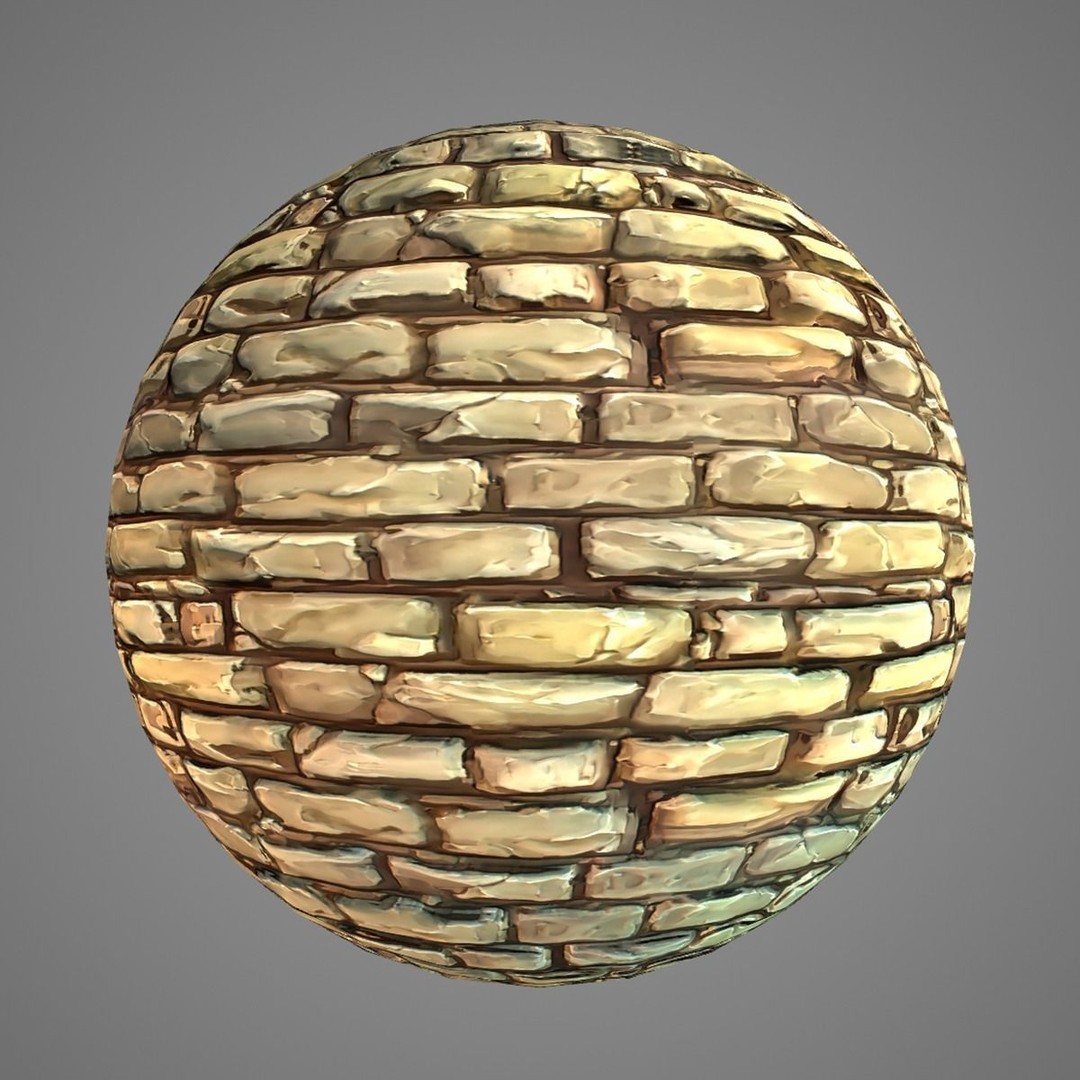 Hand Painted Brick Wall Textures 3D Model – Stylized PBR Textures, PNG - View 11