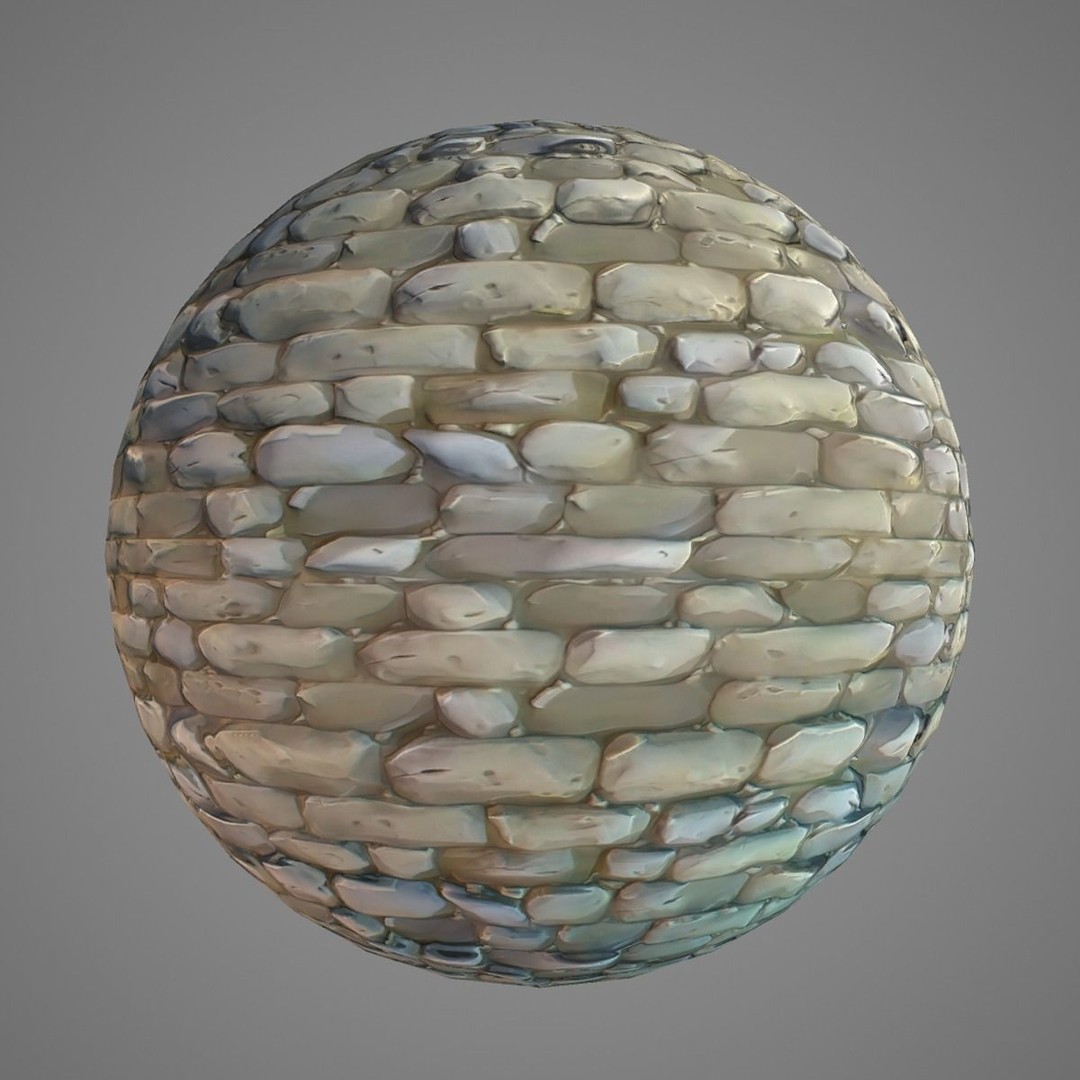 Hand Painted Brick Wall Textures 3D Model – Stylized PBR Textures, PNG - View 12