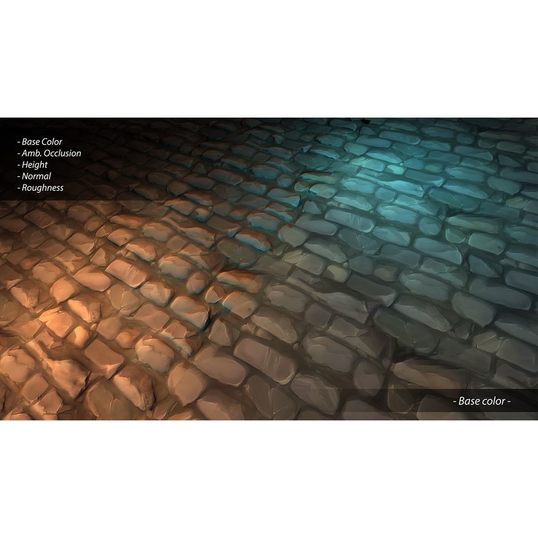 Hand Painted Brick Wall Textures 3D Model – Stylized PBR Textures, PNG - View 14
