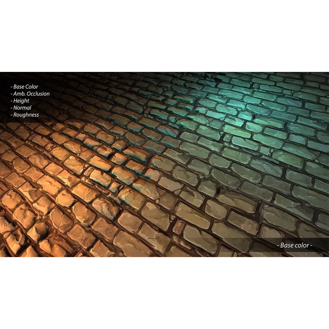 Hand Painted Brick Wall Textures 3D Model – Stylized PBR Textures, PNG - View 16