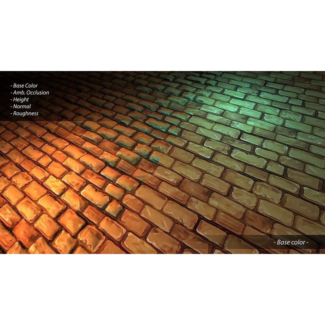 Hand Painted Brick Wall Textures 3D Model – Stylized PBR Textures, PNG - View 17