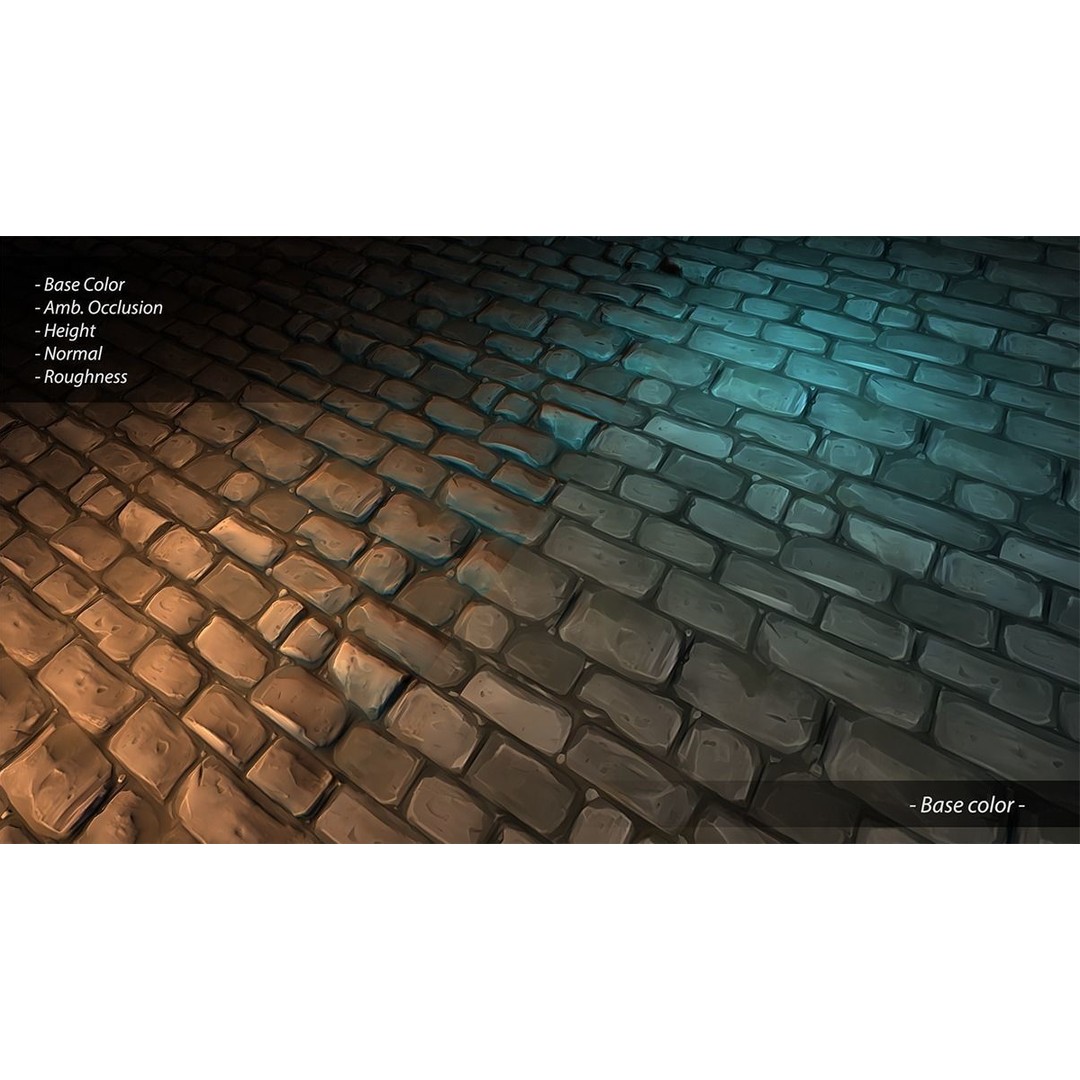 Hand Painted Brick Wall Textures 3D Model – Stylized PBR Textures, PNG - View 19