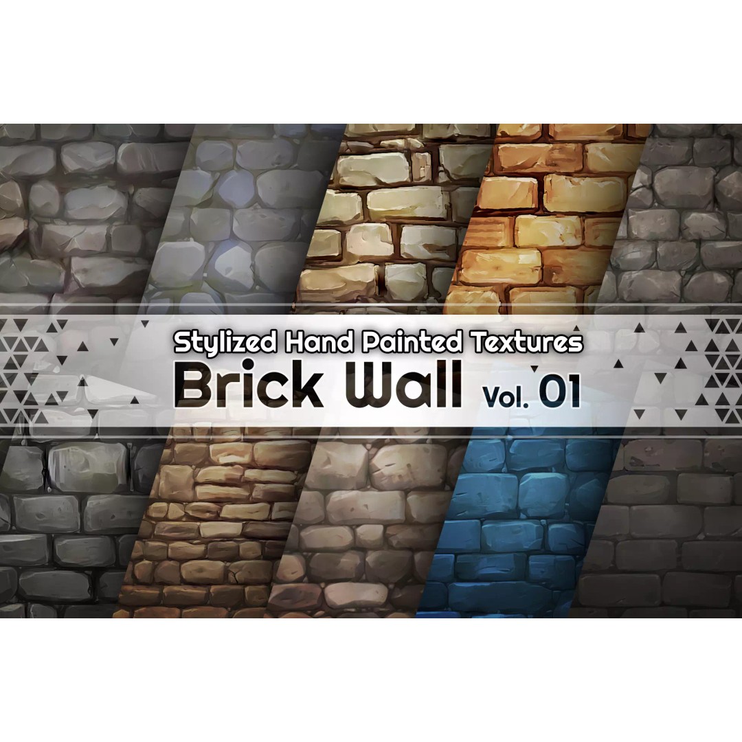 Hand Painted Brick Wall Textures 3D Model – Stylized PBR Textures, PNG - View 2