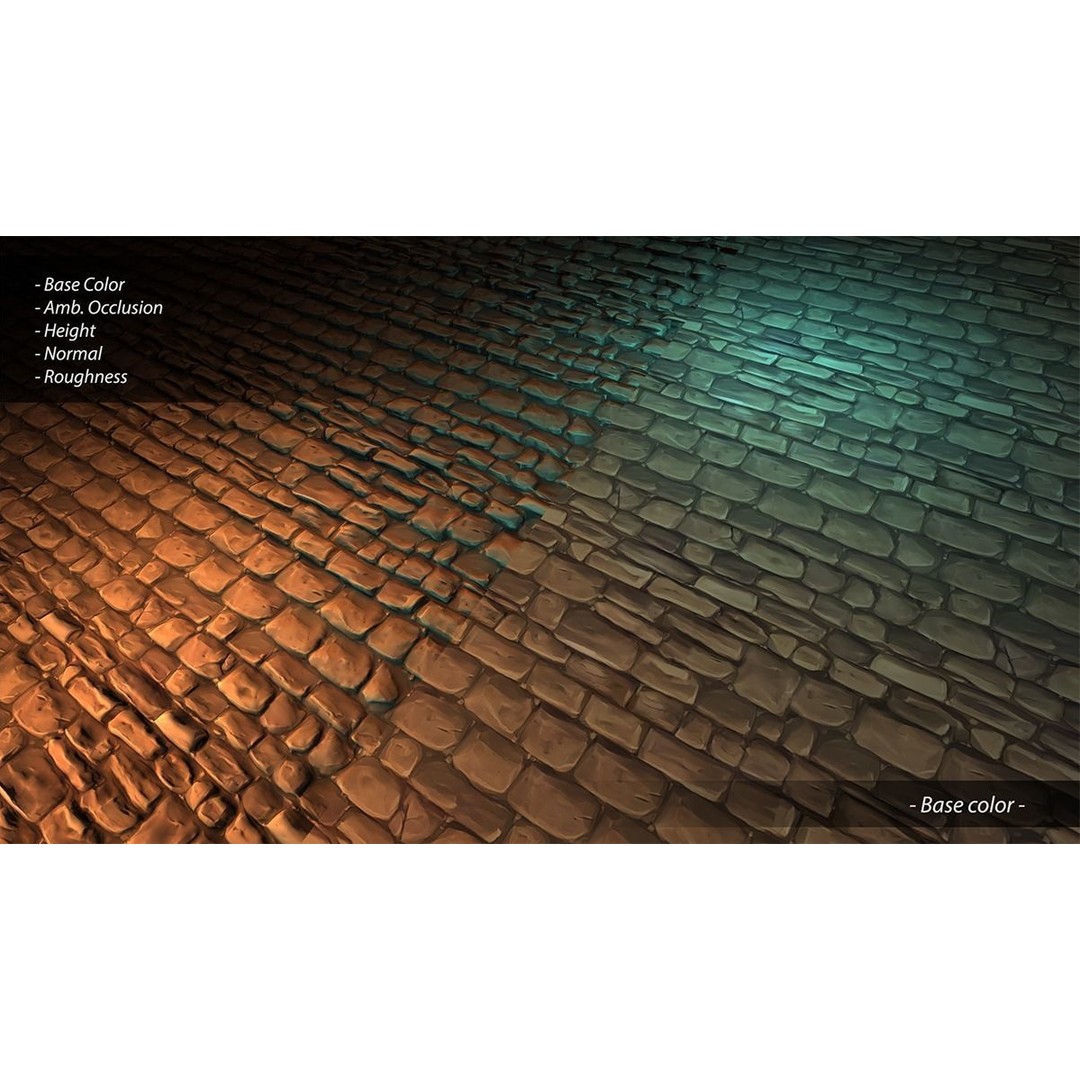 Hand Painted Brick Wall Textures 3D Model – Stylized PBR Textures, PNG - View 20