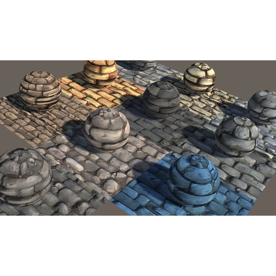 Hand Painted Brick Wall Textures 3D Model – Stylized PBR Textures, PNG - View 3