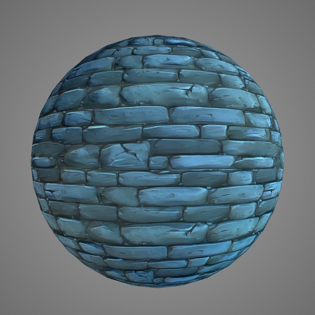 Hand Painted Brick Wall Textures 3D Model – Stylized PBR Textures, PNG - View 5