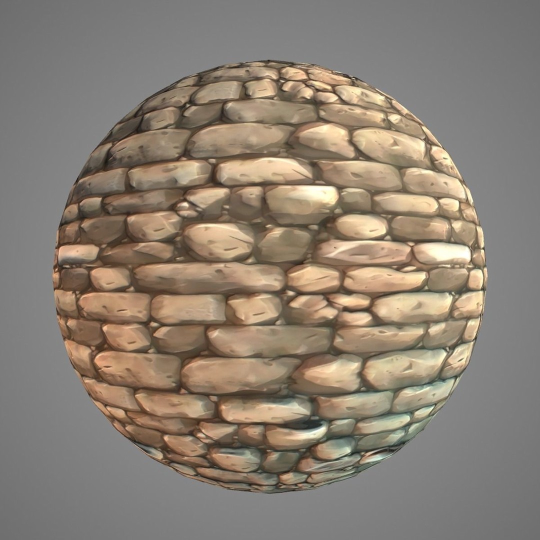 Hand Painted Brick Wall Textures 3D Model – Stylized PBR Textures, PNG - View 6