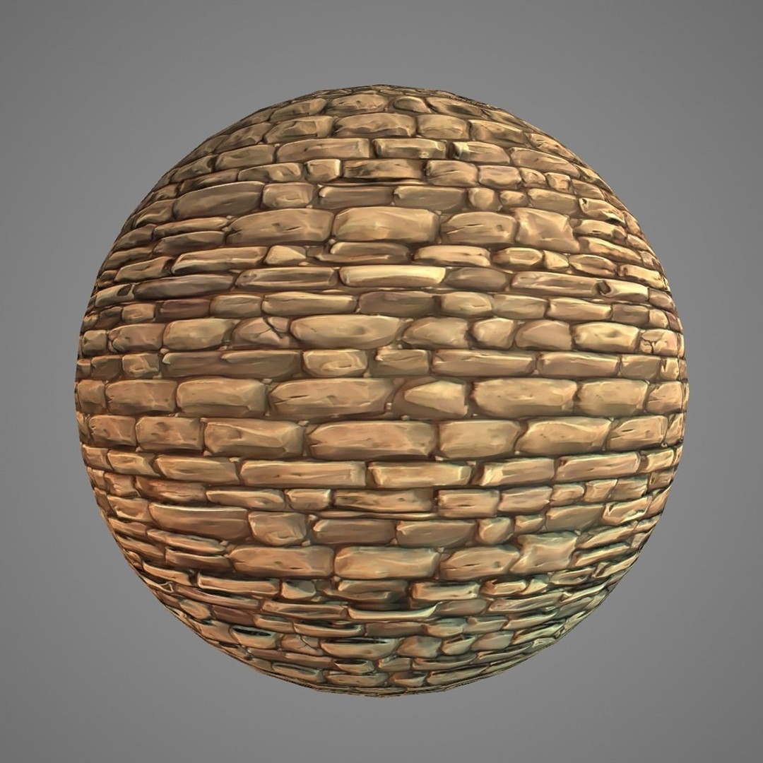 Hand Painted Brick Wall Textures 3D Model – Stylized PBR Textures, PNG - View 7