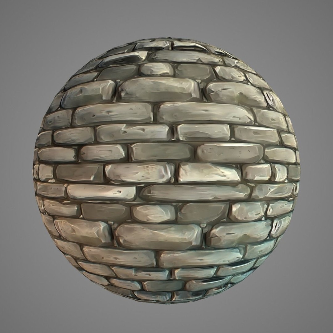 Hand Painted Brick Wall Textures 3D Model – Stylized PBR Textures, PNG - View 8