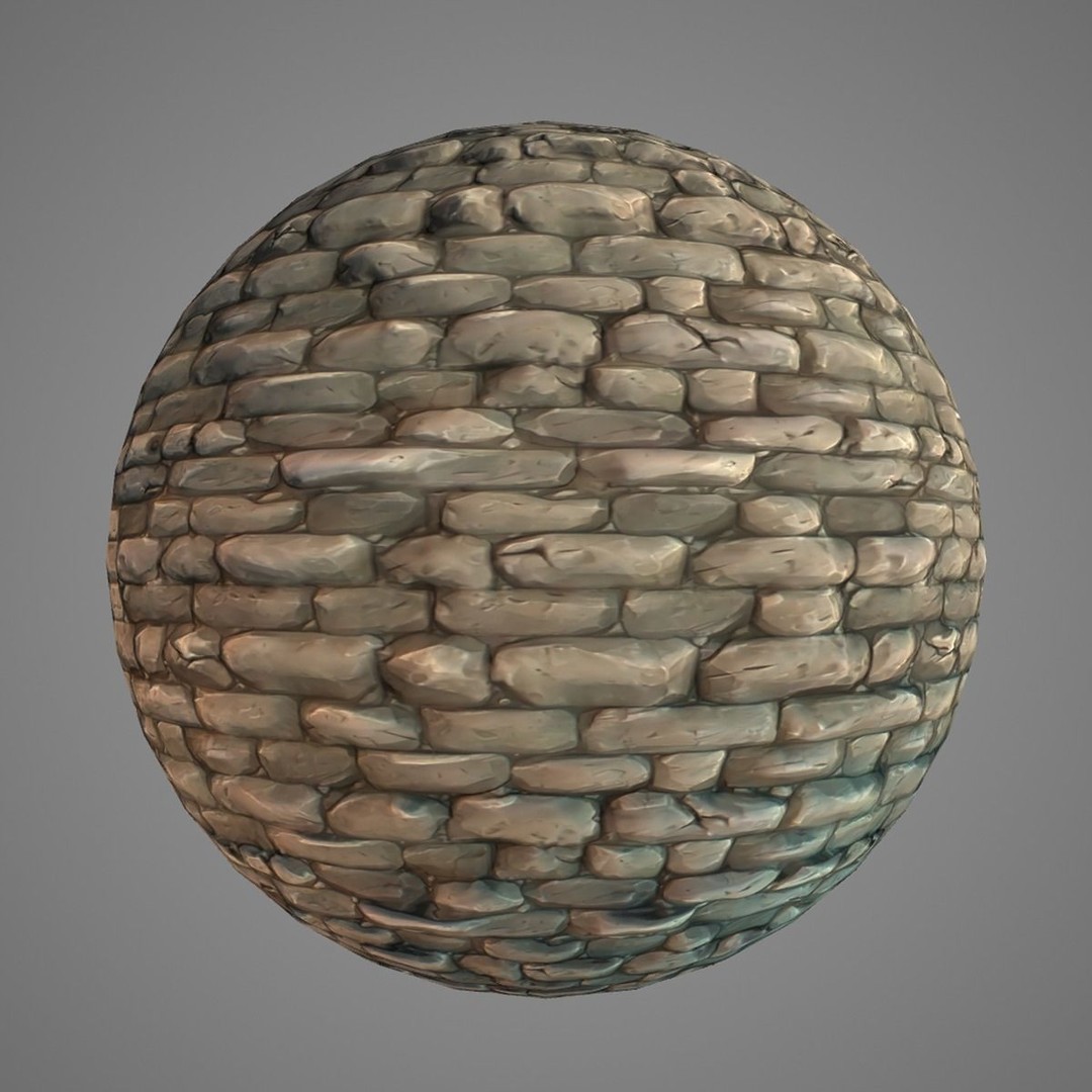 Hand Painted Brick Wall Textures 3D Model – Stylized PBR Textures, PNG - View 9