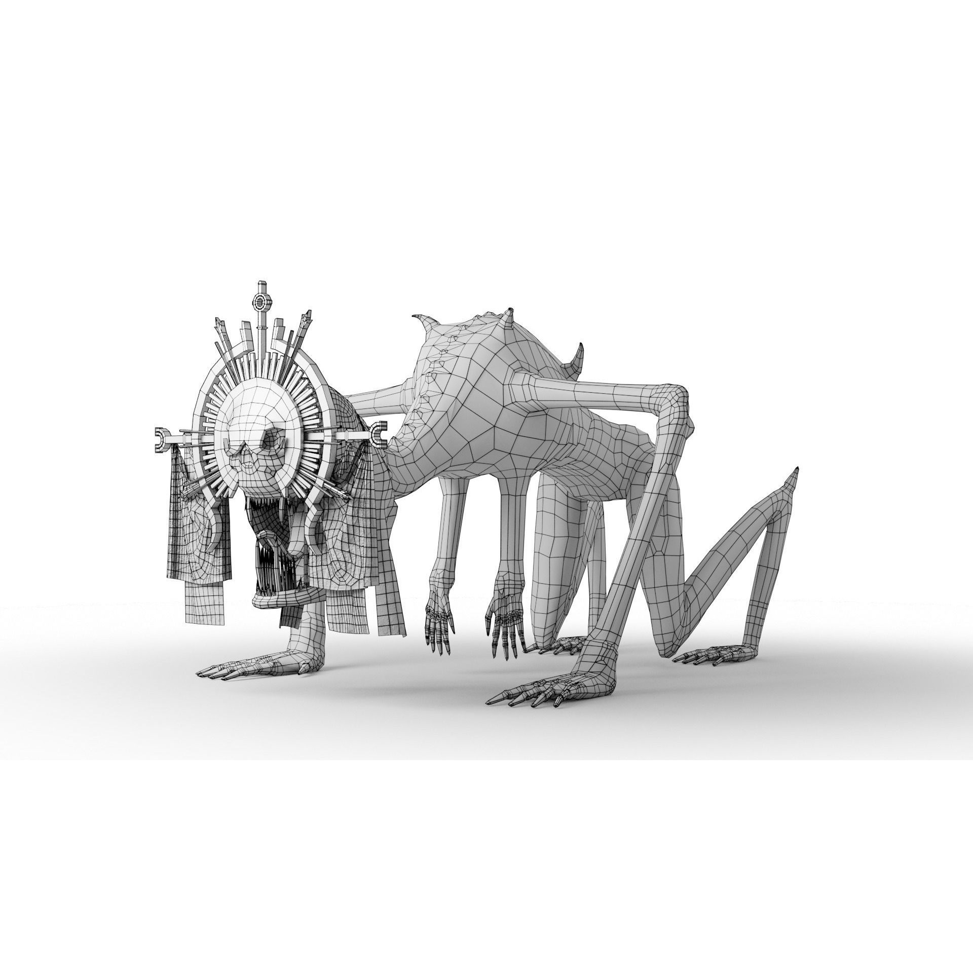 Creepy Monster - Low-Poly Game-Ready 3D Model - View 19