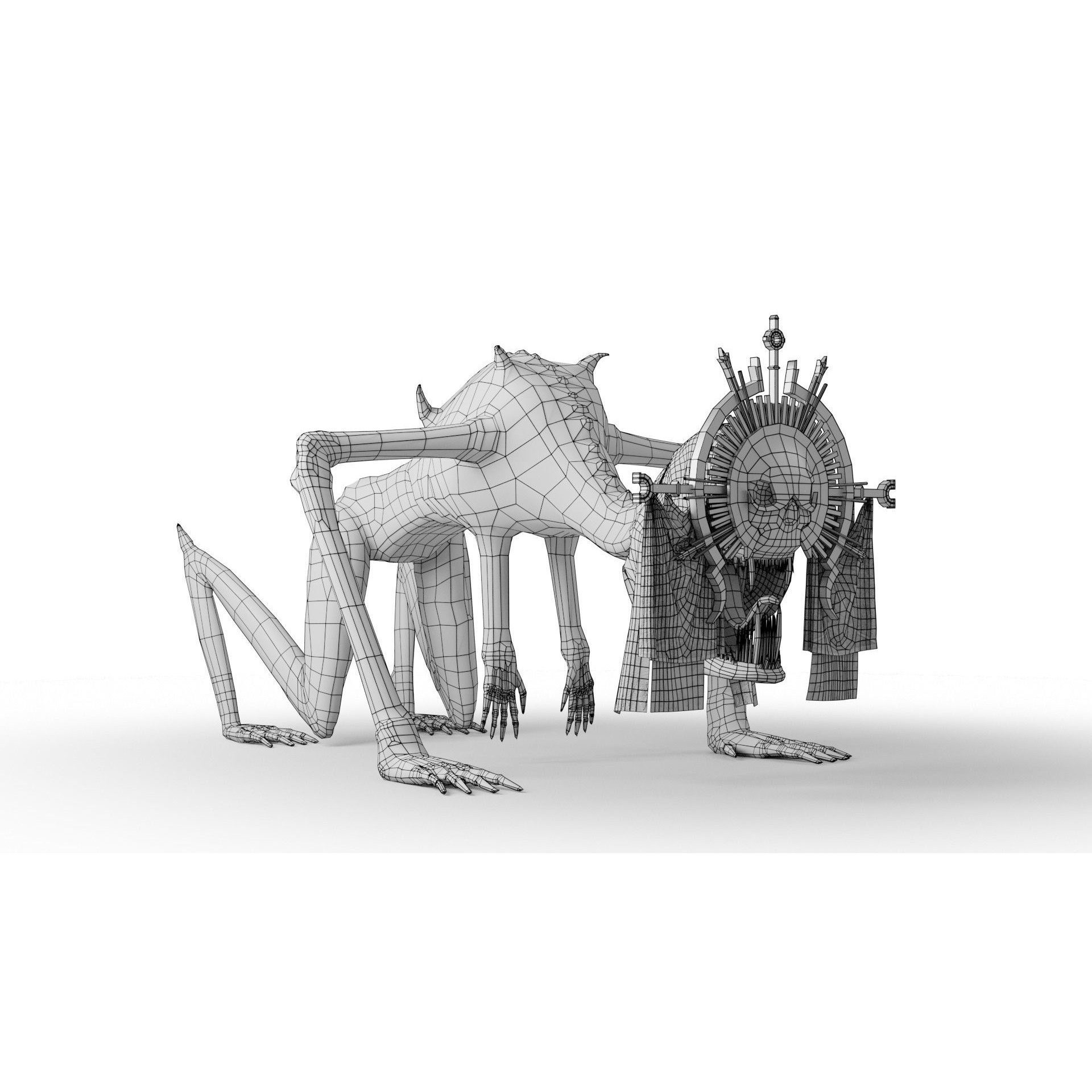 Creepy Monster - Low-Poly Game-Ready 3D Model - View 22