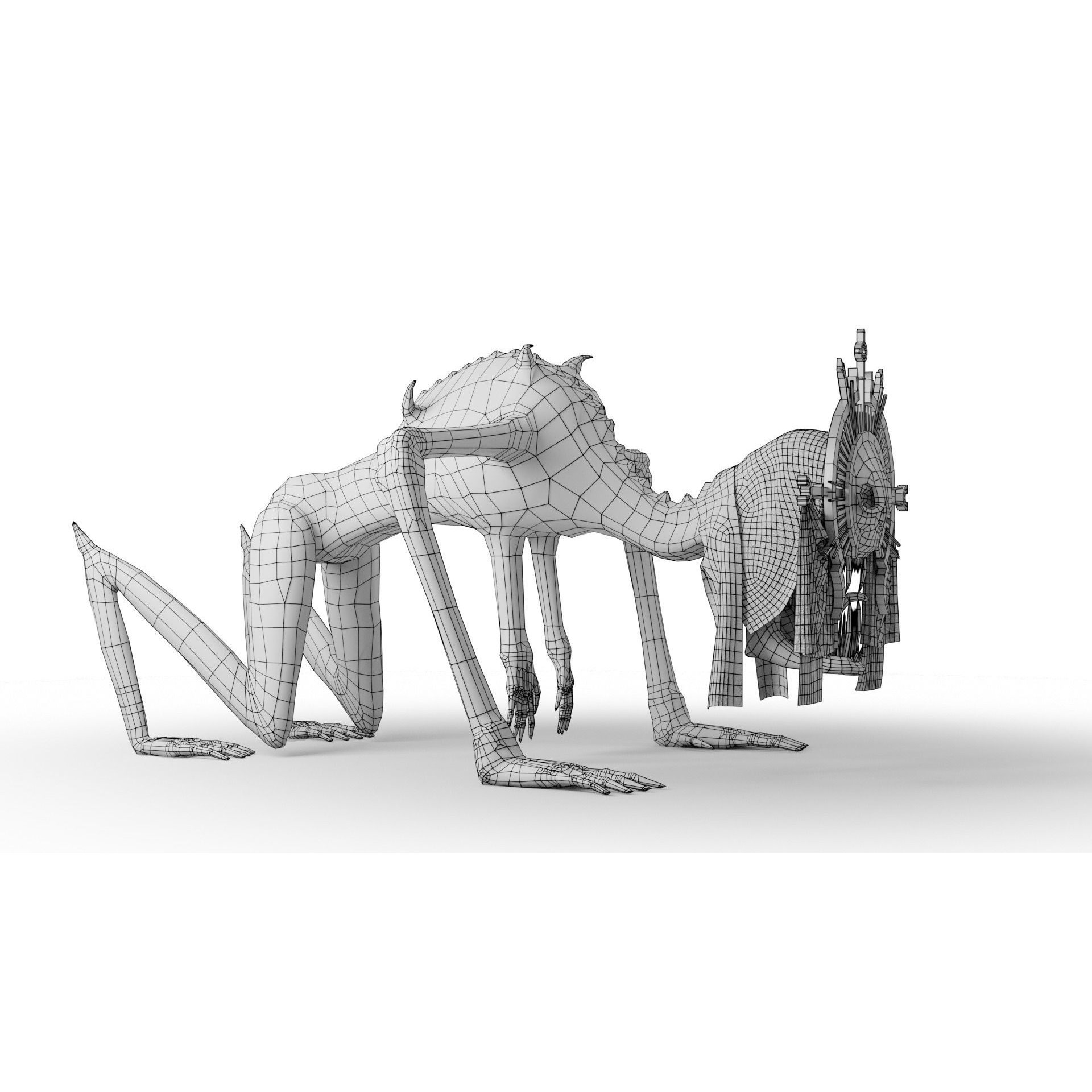 Creepy Monster - Low-Poly Game-Ready 3D Model - View 23
