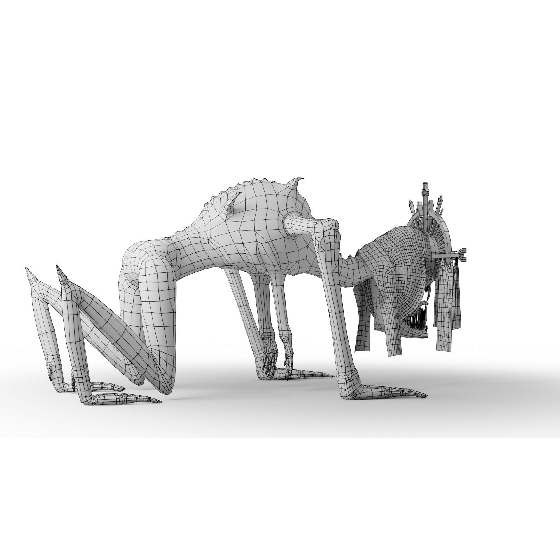 Creepy Monster - Low-Poly Game-Ready 3D Model - View 25