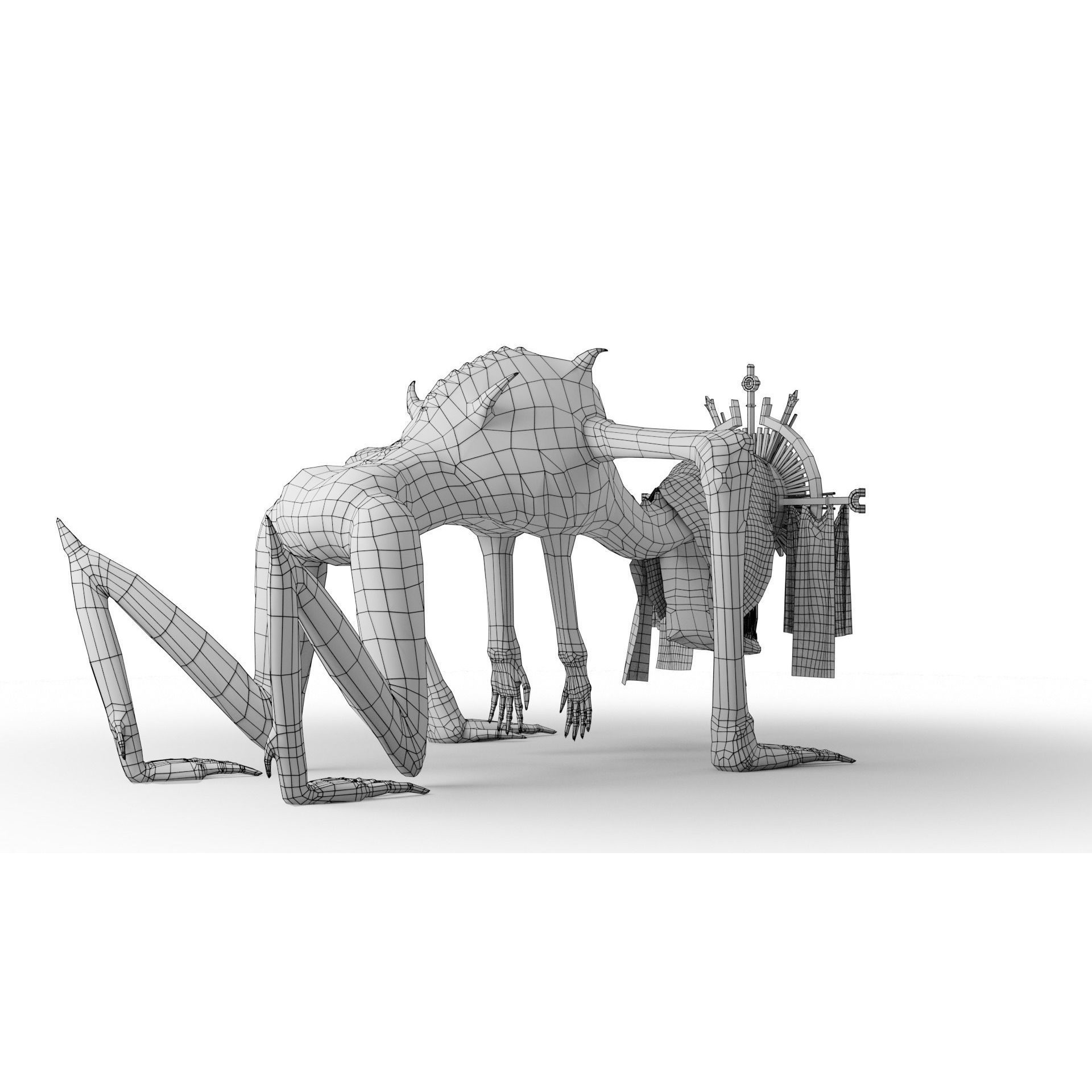 Creepy Monster - Low-Poly Game-Ready 3D Model - View 26