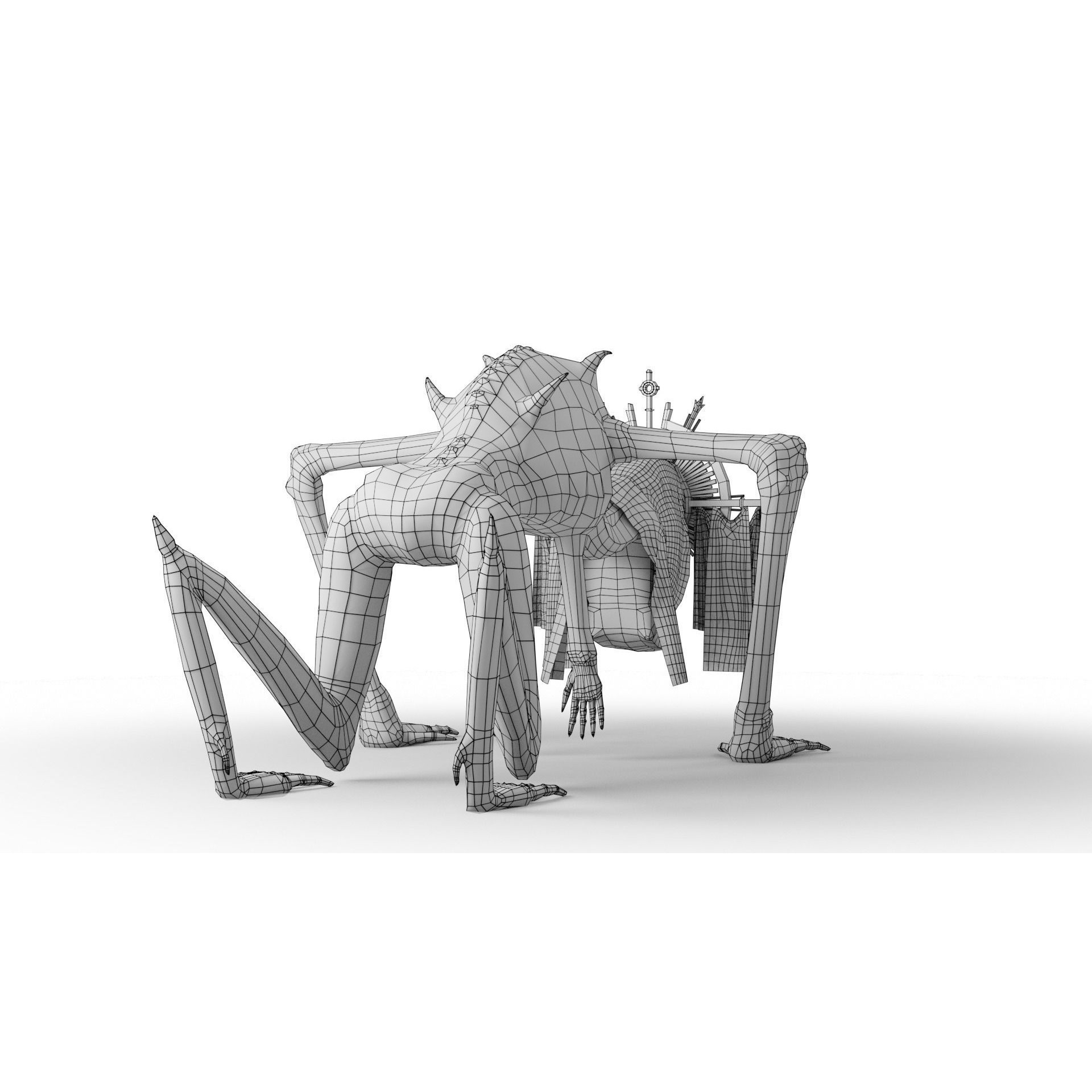 Creepy Monster - Low-Poly Game-Ready 3D Model - View 27